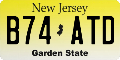 NJ license plate B74ATD