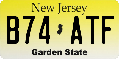 NJ license plate B74ATF