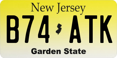 NJ license plate B74ATK
