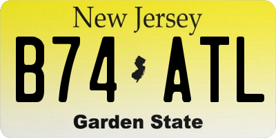 NJ license plate B74ATL