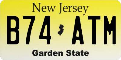 NJ license plate B74ATM