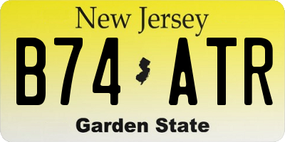 NJ license plate B74ATR