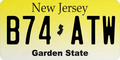 NJ license plate B74ATW