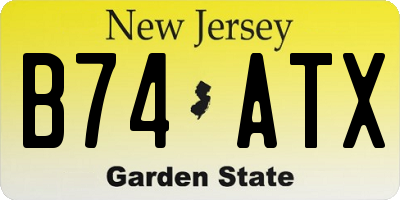 NJ license plate B74ATX