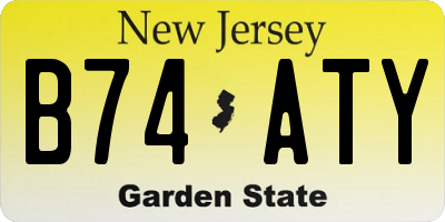 NJ license plate B74ATY