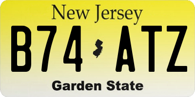 NJ license plate B74ATZ