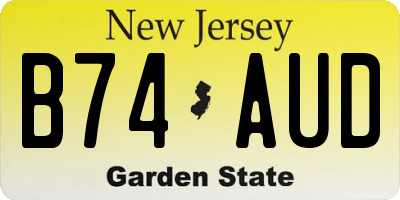 NJ license plate B74AUD