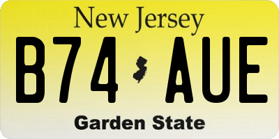 NJ license plate B74AUE