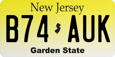NJ license plate B74AUK
