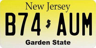 NJ license plate B74AUM