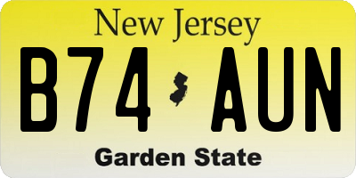 NJ license plate B74AUN