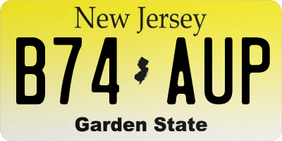 NJ license plate B74AUP
