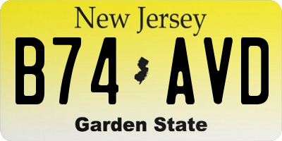 NJ license plate B74AVD