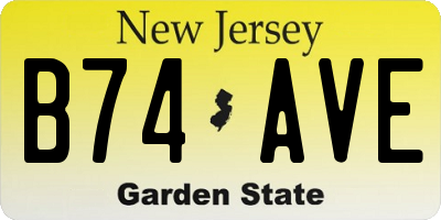 NJ license plate B74AVE