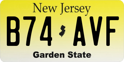 NJ license plate B74AVF