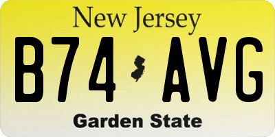 NJ license plate B74AVG