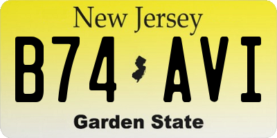 NJ license plate B74AVI