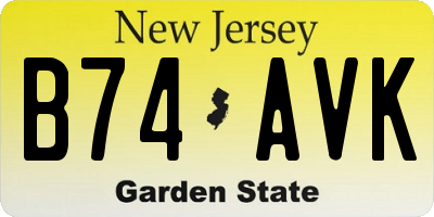 NJ license plate B74AVK