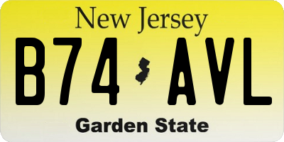NJ license plate B74AVL