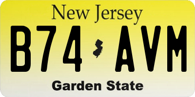 NJ license plate B74AVM