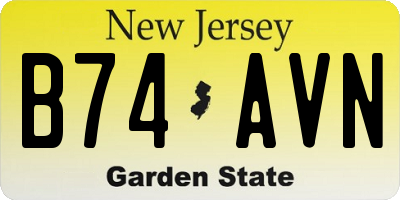 NJ license plate B74AVN