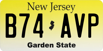 NJ license plate B74AVP