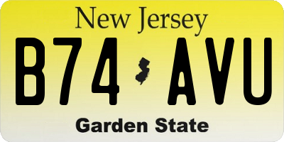 NJ license plate B74AVU