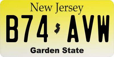 NJ license plate B74AVW