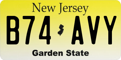 NJ license plate B74AVY