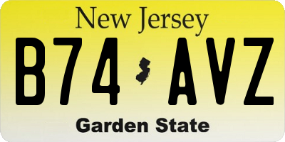 NJ license plate B74AVZ