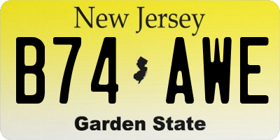 NJ license plate B74AWE
