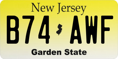 NJ license plate B74AWF