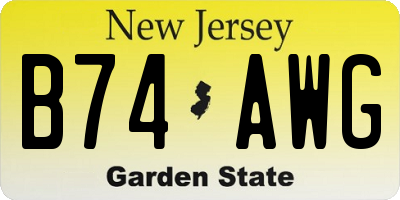 NJ license plate B74AWG