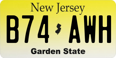NJ license plate B74AWH