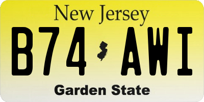 NJ license plate B74AWI