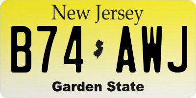 NJ license plate B74AWJ