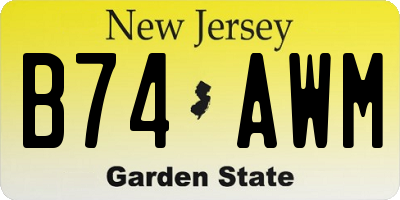 NJ license plate B74AWM