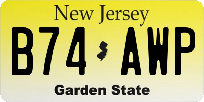 NJ license plate B74AWP