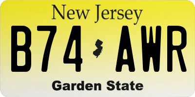 NJ license plate B74AWR