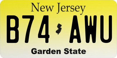 NJ license plate B74AWU