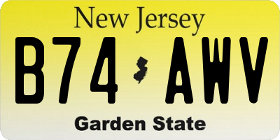NJ license plate B74AWV