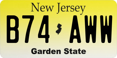 NJ license plate B74AWW