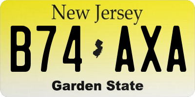 NJ license plate B74AXA