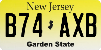 NJ license plate B74AXB
