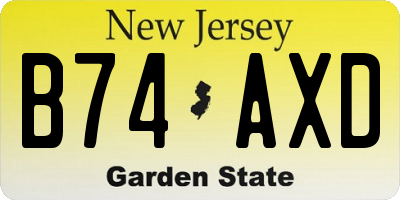 NJ license plate B74AXD