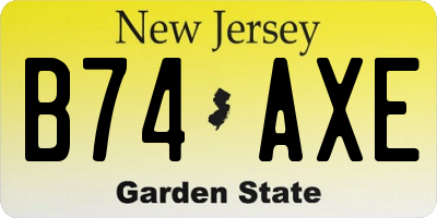 NJ license plate B74AXE