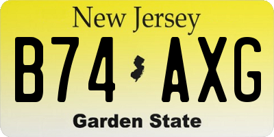 NJ license plate B74AXG