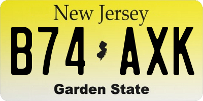 NJ license plate B74AXK