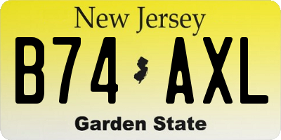 NJ license plate B74AXL