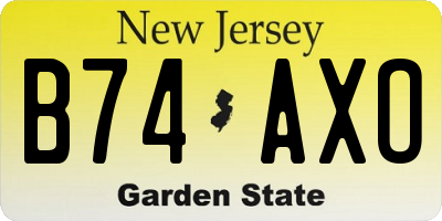 NJ license plate B74AXO